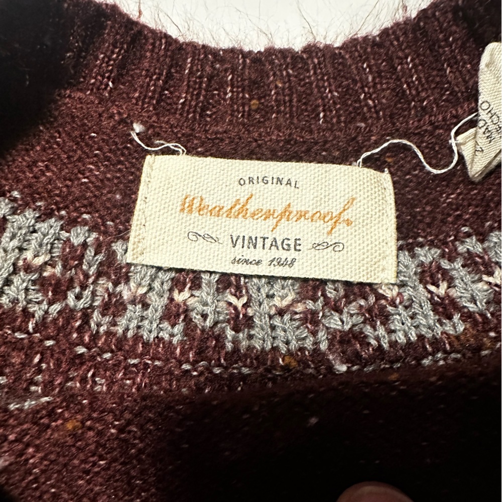 Weatherproof Maroon And Gray Patterned Sweater - image 5